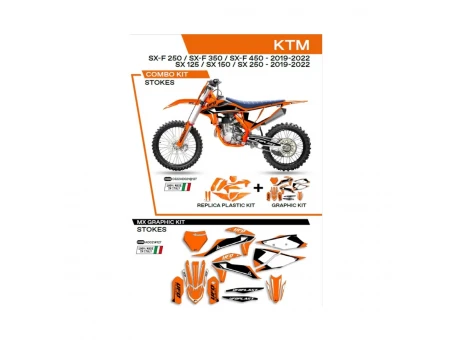 Kit complet plastice UFO KTKIT522127 include Stickere KTM SX/SXF 125/150/250/350/450 19-22 STOKES culoare Portocaliu | C522AD021127