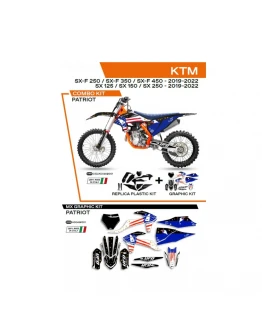 Kit complet plastice UFO KTKIT522001 include Stickere KTM SX/SXF 125/150/250/350/450 '19-'22 PATRIOT culoare Negru