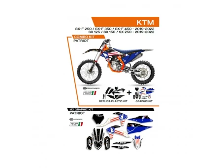 Kit complet plastice UFO KTKIT522001 include Stickere KTM SX/SXF 125/150/250/350/450 19-22 PATRIOT culoare Negru | C522AD045001