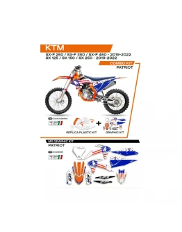 Kit complet plastice UFO KTKIT522999X include Stickere KTM SX/SXF 125/150/250/350/450 '19-'22 PATRIOT culoare OEM (Alb/ Albastru)