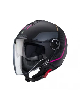 Casca open face CABERG Jet RIVIERA V4X GEO - Negru,Gri,Roz mat
