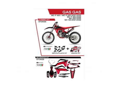 Kit complet plastice UFO GGKIT702001 include Stickere GAS GAS MC 125 21-22; MC 250 22; MCF 250/350/450 21-22  STOKES culoare Negru | C702AD001001