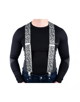 Bretele Oxford Suspension pentru pantaloni Skull - Alb/Negru