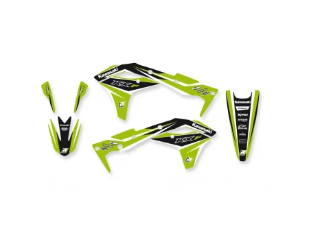 Kit grafic BLACKBIRD + husă șa KAWASAKI KXF 250 '17-'20 DREAM 4 culoare Verde Negru
