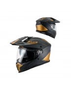 Casca UFO Cosmos 2026/01 Offroad/Dual/Tourer/Crossover cu Vizieră și Parasolar - Negru/Auriu | HE13006KG