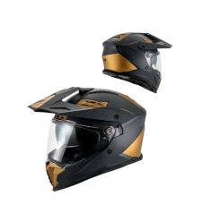 Casca UFO Cosmos 2026/01 Offroad/Dual/Tourer/Crossover cu Vizieră și Parasolar - Negru/Auriu