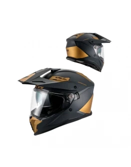 Casca UFO Cosmos 2026/01 Offroad/Dual/Tourer/Crossover cu Vizieră și Parasolar - Negru/Auriu