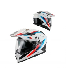 Casca UFO Cosmos 2026/01 Offroad/Dual/Tourer/Crossover cu Vizieră și Parasolar - Alb/Rosu