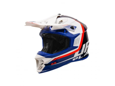 Casca cross-enduro UFO INTREPID - Alb/Albastru/Rosu fluor