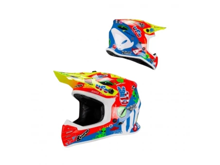 Casca Cross Copii UFO Korey 2026/01 Junior/Kid - Albastru/Rosu/Galben | HE13600BU