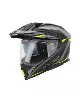 Cască enduro dual Kappa KV33 Graphic Wizzard cu vizieră - Negru/Gri/Galben fluo mat