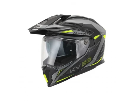 Cască enduro dual Kappa KV33 Graphic Wizzard cu vizieră - Negru/Gri/Galben fluo mat | HKKV33FWZTY