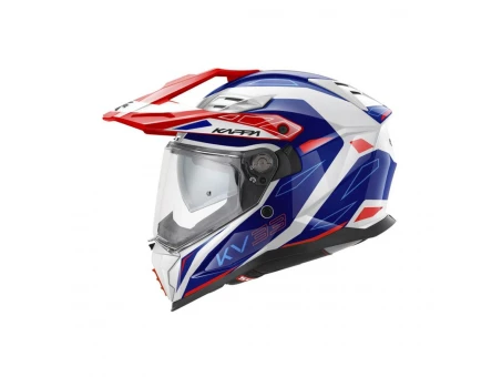 Cască enduro dual Kappa KV33 Graphic Wizzard cu vizieră - Alb/Albastru/Rosu | HKKV33FWZWL