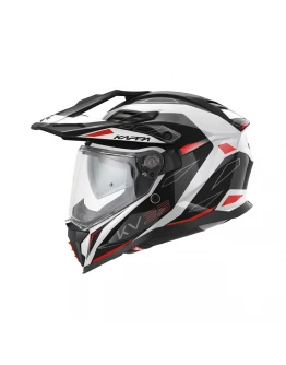 Cască enduro dual Kappa KV33 Graphic Wizzard cu vizieră - Negru/Alb/Rosu	