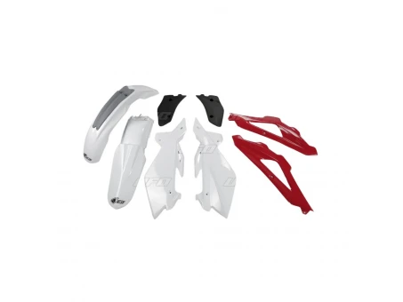 Kit complet plastice UFO HUSQVARNA CR 2T 06-08 culoare OEM 07-08 (Alb/Rosu/Negru) (HU605E999) | HUKIT605999