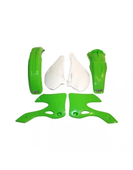 Kit complet plastice UFO KAWASAKI KX 125 / 250 '99-'02 culoare OEM (Verde/Alb) (KA200E999)