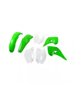 Kit complet plastice UFO KAWASAKI KX 125 / 250 '03-'10 culoare OEM (Verde/Alb) (KA201E999) - Inlocuieste KAKIT202999