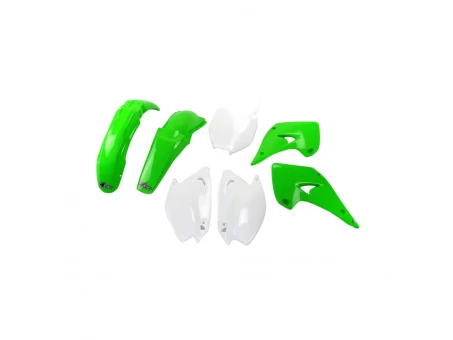 Kit complet plastice UFO KAWASAKI KX 125 / 250 03-10 culoare OEM (Verde/Alb) (KA201E999) - Inlocuieste KAKIT202999 | KAKIT201999