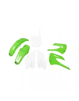 Kit complet plastice UFO KAWASAKI KX 85 '01-'13 RESTYLING culoare OEM (Verde/Alb) (KA207KE999)
