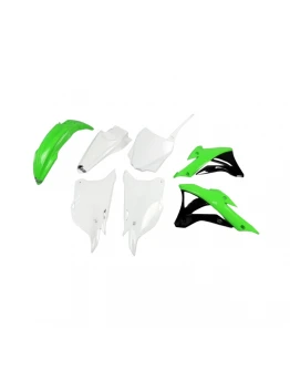 Kit complet plastice UFO KAWASAKI KX 85 '14-'21 culoare OEM '14-'15 (Verde/Alb/Negru)