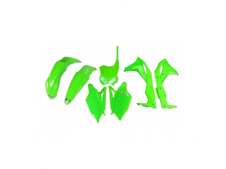 Kit complet plastice UFO KAWASAKI KXF 250 17 culoare Verde FLUO (KA224AFLU) | KAKIT224AFLU