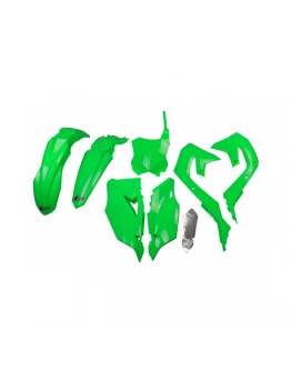 Kit complet plastice UFO KAWASAKI KXF 250 '21-24, KXF 450 '19-23 culoare Verde FLUO (KA227AFLU)