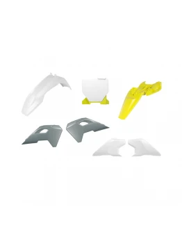 Kit plastice RACETECH (RTECH) OEM pentru Husqvarna TC 65 (2024–2025) - Alb/Gri/Galben