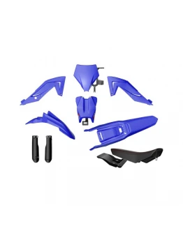 Kit plastice RACETECH (RTECH) cu protecții telescoape și șa - Talaria Sting MX4 / MX5 / TL 4000 / 5500 (2023–2025) - Albastru/Negru