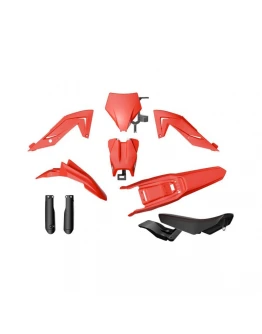 Kit plastice RACETECH (RTECH) cu protecții telescoape și șa - Talaria Sting MX4 / MX5 / TL 4000 / 5500 (2023–2025) - Rosu/Negru