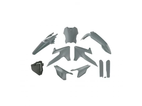 Kit plastice cu protecții furcă RACETECH (RTECH) pentru Triumph TF 250 X / TF 450 RC (2024-2026) - Gri | KITTRI-GR0-025