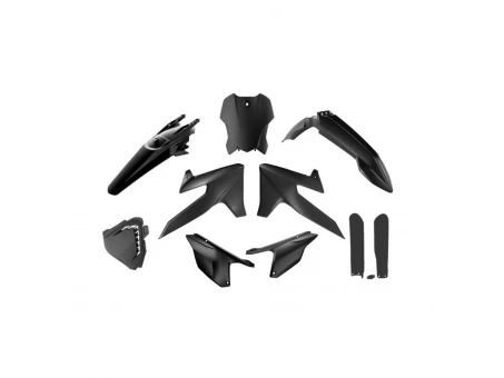 Kit plastice cu protecții furcă RACETECH (RTECH) pentru Triumph TF 250 X / TF 450 RC (2024-2026) - Negru | KITTRI-NR0-025