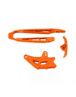 Set patina si ghidaj lant UFO KTM SX 125/250, XS-F 250/450 '07-10, SX 144/150, EXC 125/200/250/300, EXC-F 450 '08-10, culoare Portocaliu