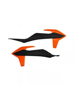 Protectie radiator UFO KTM SX/SXF(SX-F) 125/150/250/350/450 '19-'22, EXC 125 '20-'21, EXC/EXCF(EXC-F) 150/250/300/350/450/500 TPI '20-2023 culoare OEM (Negru Portocaliu)