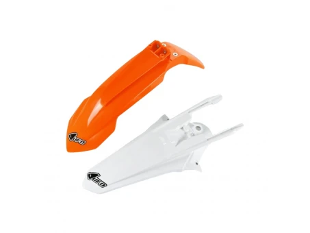 Set aripa fata spate UFO KTM SX 85 18-2023 culoare OEM (PRZÓD Portocaliu, TYŁ Alb) (KT04083127, KT04084042) | KTFK519999X