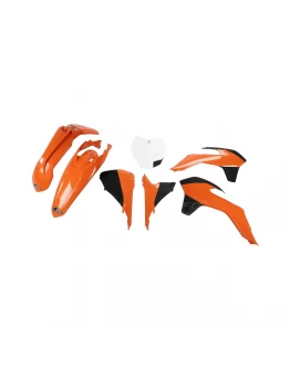 Kit complet plastice UFO KTM SX/SXF '13-'15, SX 250 '16, culoare OEM '13-'14 (Portocaliu/Negru/Alb) (KT515E999)