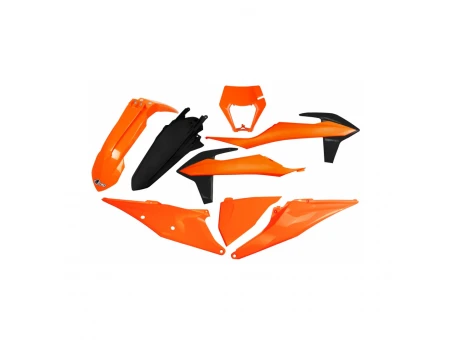 Kit complet plastice UFO KTM EXC 125 20-21, EXC 250 / 300 TPI 20-23, EXC-F 250 / 350 / 450 / 500 20-23 Z culoare OEM 20 (Portocaliu/Negru) (KT527E999) | KTKIT527999