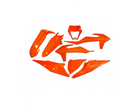 Kit complet plastice UFO KTM EXC 125 20-21, EXC 250 / 300 TPI 20-23, EXC-F 250 / 350 / 450 / 500 20-23 Z culoare Portocaliu (KT527FFLU) | KTKIT527FFLU
