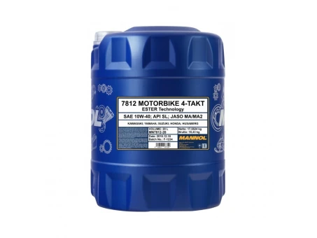 Ulei sintetic MANNOL 4T Motorbike 10W40 10L Ester+ MA2 - 20 L | MN7812-20