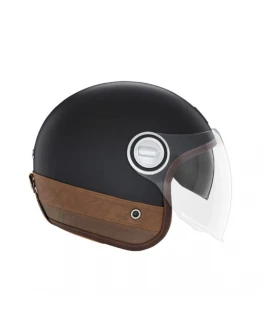 Casca jet NOX PREMIUM HERITAGE LEATHER - Negru,Maro