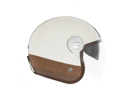 Casca jet NOX PREMIUM HERITAGE LEATHER - Crem/Maro