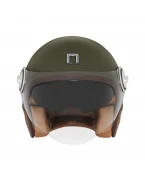 Casca jet NOX PREMIUM HERITAGE LEATHER - Kaki/Maro