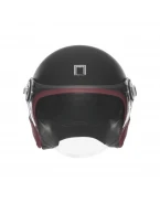 Casca jet NOX PREMIUM HERITAGE LEATHER - Negru/Rosu | NP105MBR