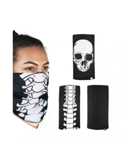 Bandana Comfy Oxford SKELETON (3 pcs.) - Negru,Alb