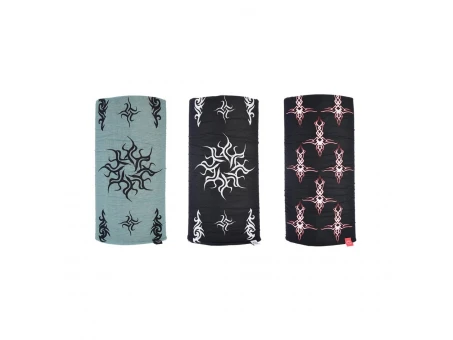Bandana multifunctionala Oxford Windproof Comfy Tribal (3 buc.) - Gri/Negru