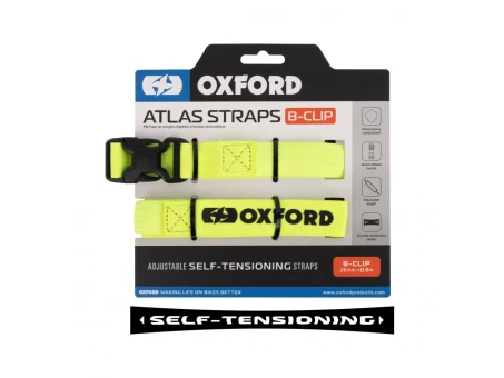 Set chingi fixarea bagaje OXFORD Atlas B-Clip 26 mm x 0.8 m (2buc.) - Galben fluo | OX326
