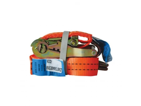 Chingă transport motociclete BIKETEC cu cârlige și cataramă - 38mm x 4m, rezistență 2T | PAS04B