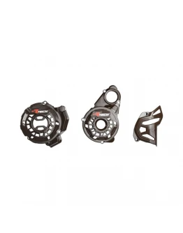 Set protecții motor RACETECH (RTECH) capac ambreiaj, alternator și pinion ieșire pentru KOVE 800 X Pro / Rally (2024–2025) - Negru