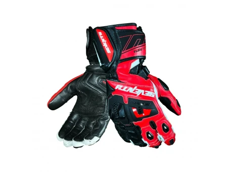 Mănuși Piele Moto Racing de Vară Seventy SD-R24 Pista - Negru/Roșu | SD1102404