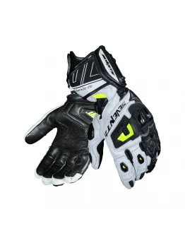 Mănuși Piele Moto Racing de Vară Seventy SD-R24 Pista - Negru/Alb/Galben	