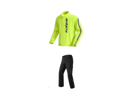 Costum moto ploaie unisex (geaca+pantaloni) Seventy SD-S5 Monsoon - Negru/Galben fluor | SD6300508